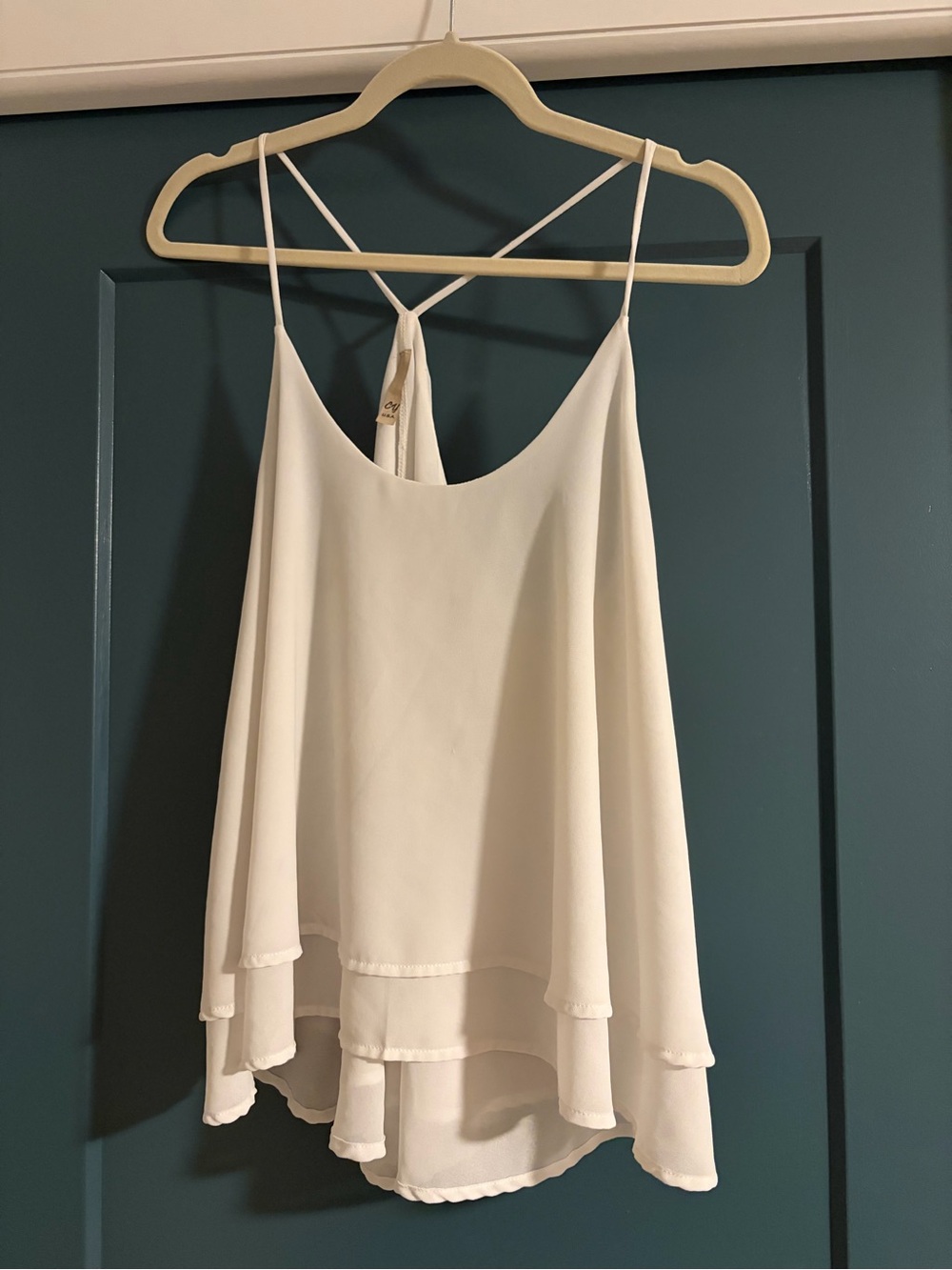 Light Cream Layered Spaghetti-Strap Racer-Back Cami